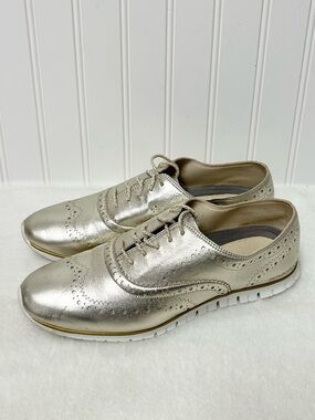 Womens Cole Haan Zero Grand Metallic Wingtip Oxfords Sneakers Size 9.5 B